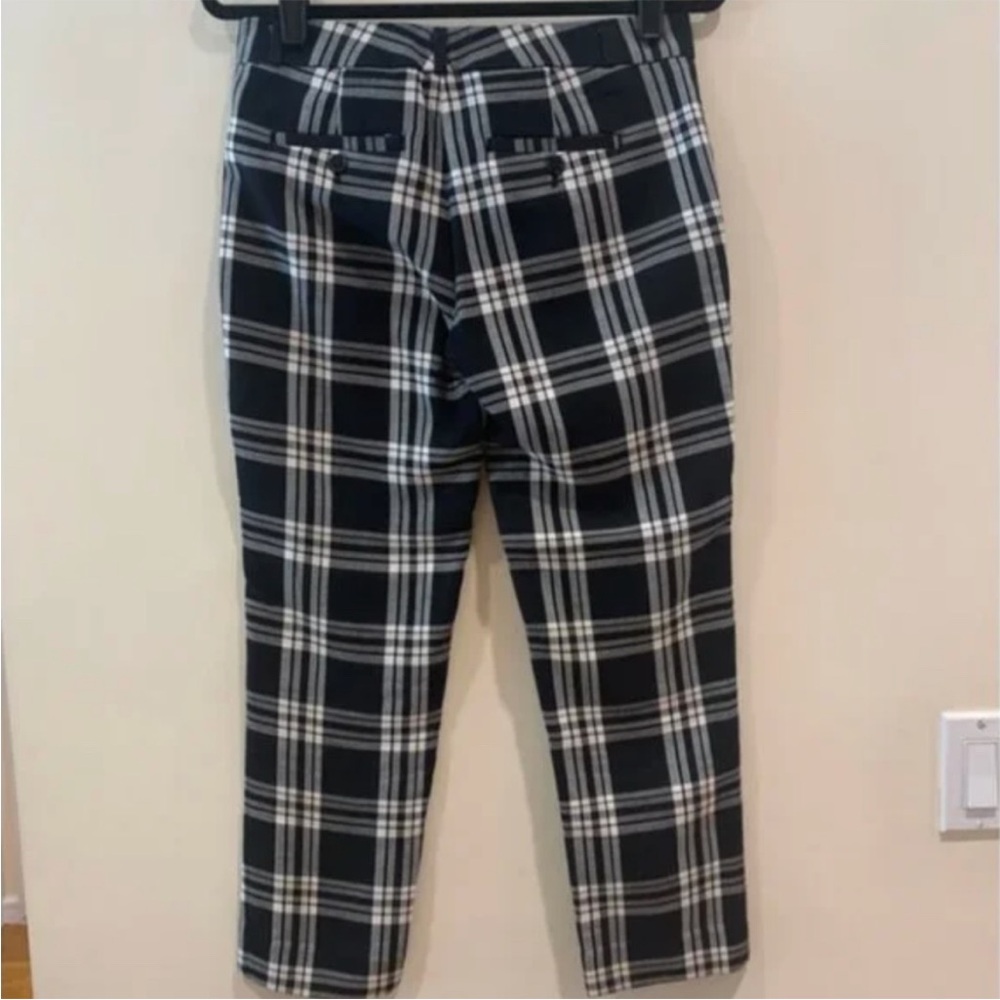 Black Banana Republic Avery Plaid Straight Leg Trouser Pants [Size 0] - Picture 3 of 4